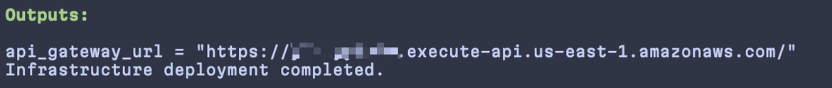 Terraform apply output and API Gateway URL