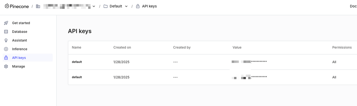 Pinecone API Key